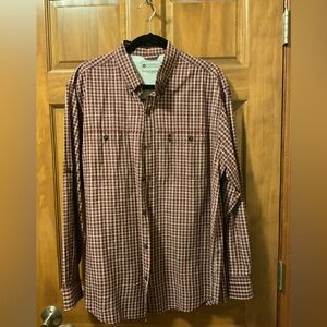 Bass Explorer Men's Plaid Shirt - Burgundy and White